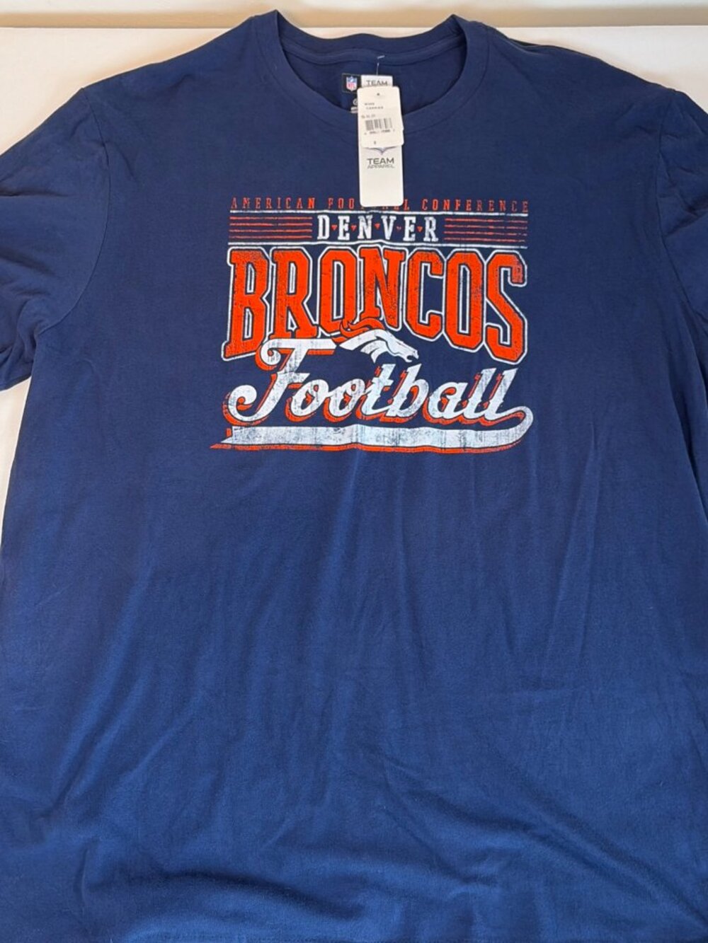 NWT NFL Team Apparel Denver Broncos Football T-Shirt Men's 2XL Blue